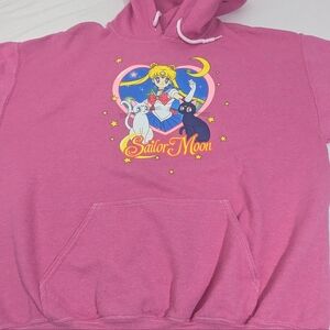 Sailor Moon With Luna & Artemis Pink Hoodie NWOT Size Medium
